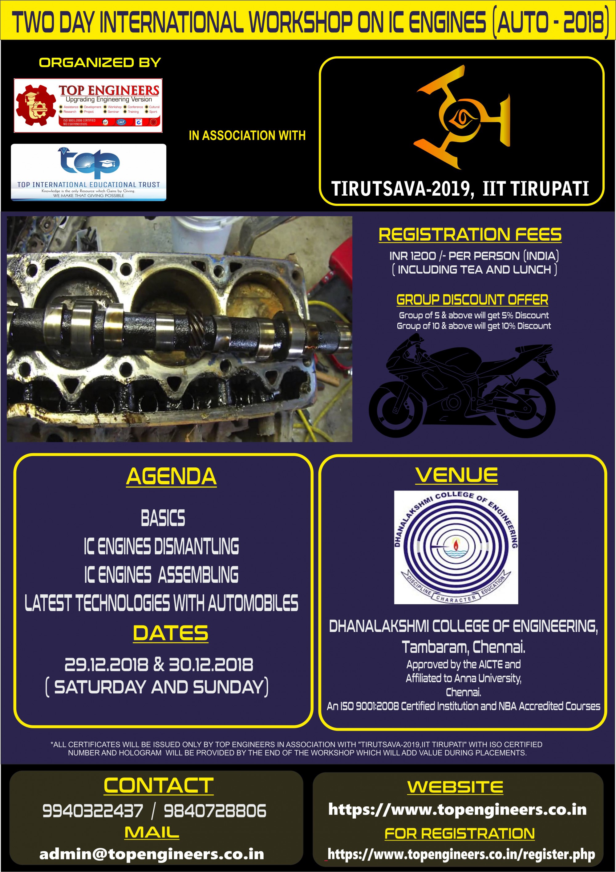 Two Day International Workshop on IC Engines Auto 2018